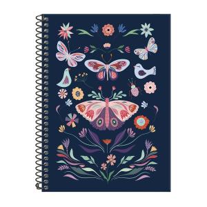 Caderno Colegial 1 Matéria Butterfly Marinho Rosa