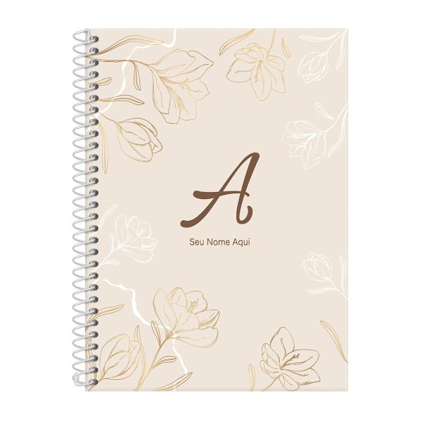 Caderno Colegial Personalizado 1 Matéria Sunny Flower Bege