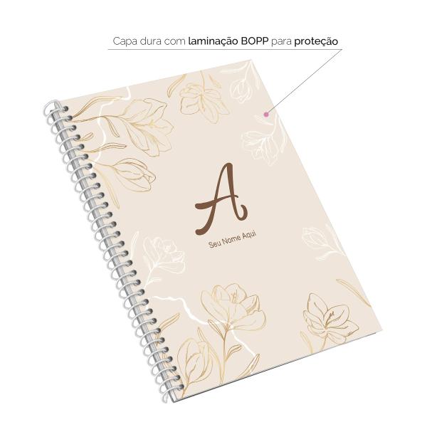 Caderno Colegial Personalizado 1 Matéria Sunny Flower Bege