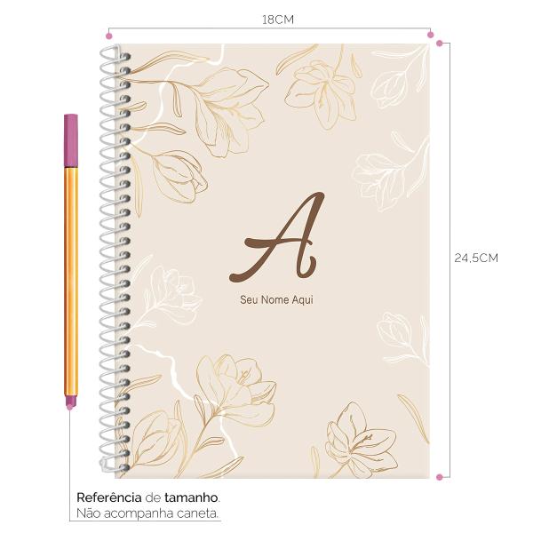 Caderno Colegial Personalizado 1 Matéria Sunny Flower Bege