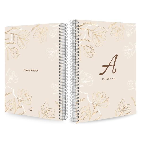 Caderno Colegial Personalizado 1 Matéria Sunny Flower Bege