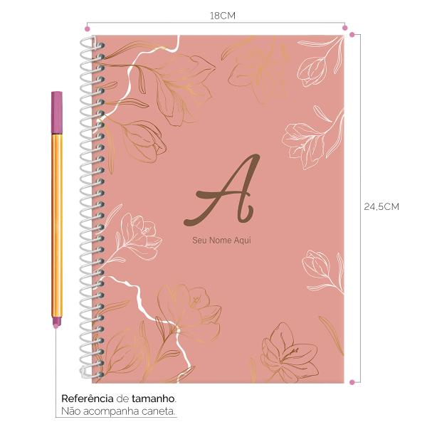 Caderno Colegial Personalizado 1 Matéria Sunny Flower Pêssego