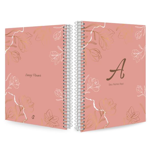 Caderno Colegial Personalizado 1 Matéria Sunny Flower Pêssego