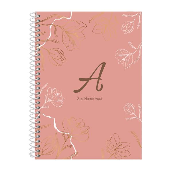Caderno Colegial Personalizado 1 Matéria Sunny Flower Pêssego