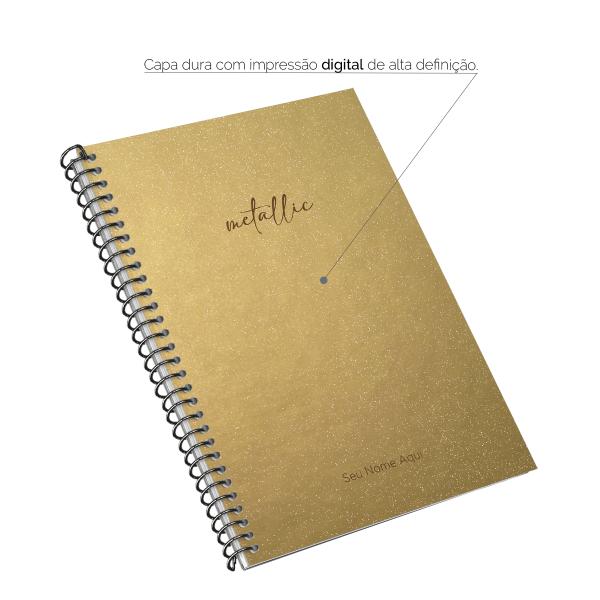 Caderno Colegial Personalizado 1 Matéria Solid Glitter Metallic Ouro