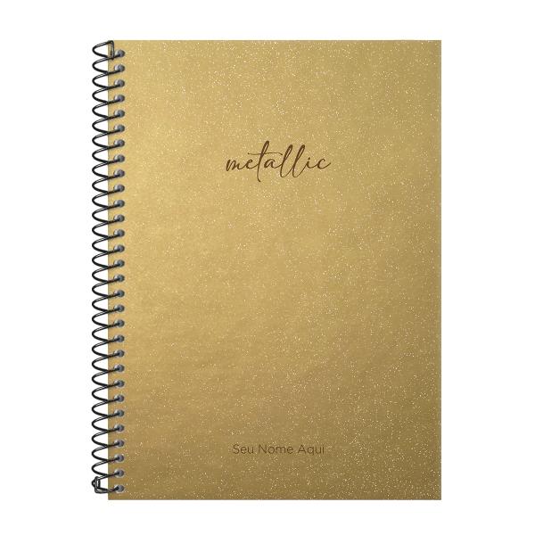 Caderno Colegial Personalizado 1 Matéria Solid Glitter Metallic Ouro