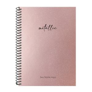Caderno Colegial Personalizado 1 Matéria Solid Glitter Metallic Rosê Gold