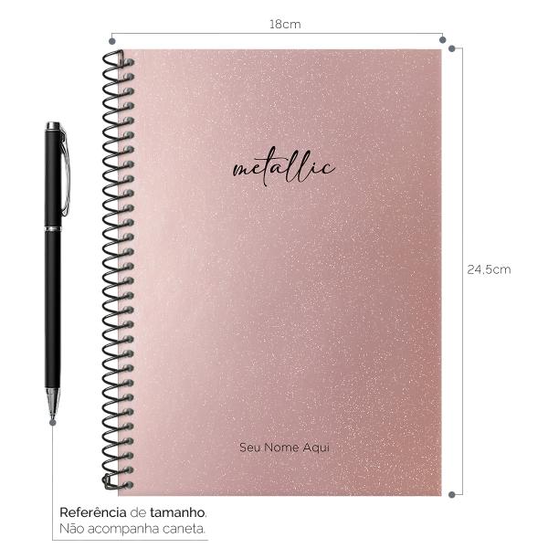 Caderno Colegial Personalizado 1 Matéria Solid Glitter Metallic Rosê Gold