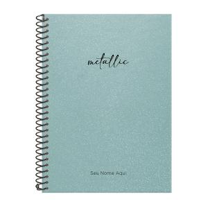 Caderno Colegial Personalizado 1 Matéria Solid Glitter Metallic Turquesa