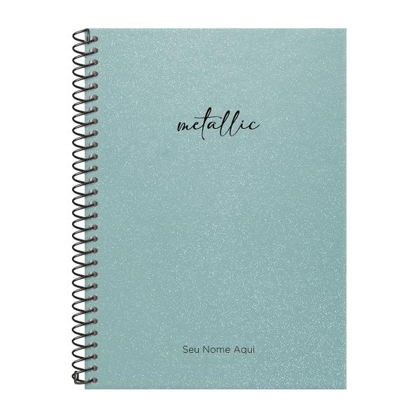 Caderno Colegial Personalizado 1 Matéria Solid Glitter Metallic Turquesa