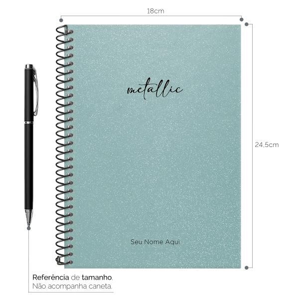 Caderno Colegial Personalizado 1 Matéria Solid Glitter Metallic Turquesa