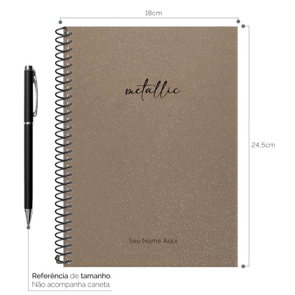 Caderno Colegial Personalizado 1 Matéria Solid Glitter Metallic Bronze