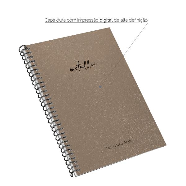 Caderno Colegial Personalizado 1 Matéria Solid Glitter Metallic Bronze