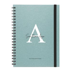 Caderno Universitário Plus Personalizado 1 Matéria Moderna Letra Glitter Metalizada Turquesa