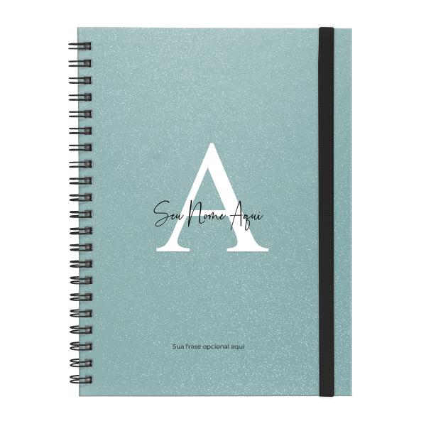 Caderno Universitário Plus Personalizado 1 Matéria Moderna Letra Glitter Metalizada Turquesa