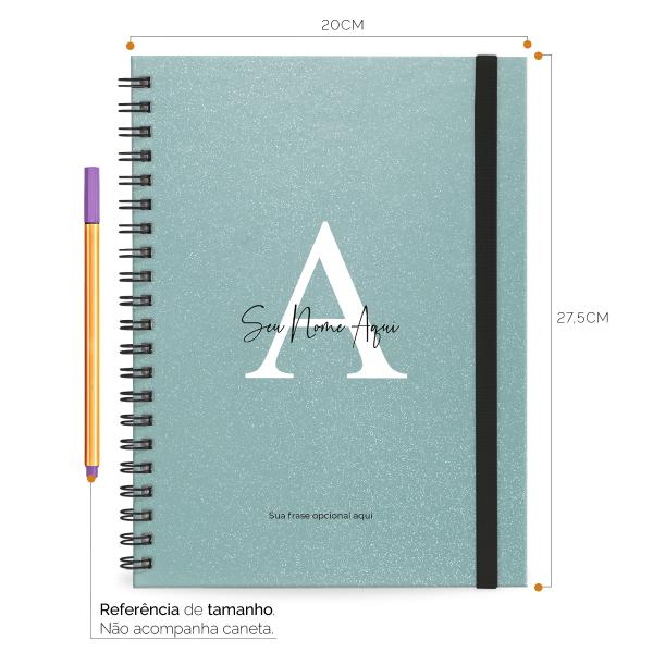 Caderno Universitário Plus Personalizado 1 Matéria Moderna Letra Glitter Metalizada Turquesa