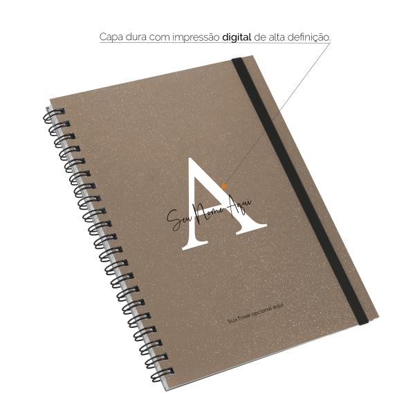 Caderno Universitário Plus Personalizado 1 Matéria Moderna Letra Glitter Metalizada Bronze