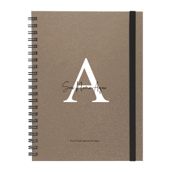 Caderno Universitário Plus Personalizado 1 Matéria Moderna Letra Glitter Metalizada Bronze