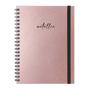 Caderno Universitário Plus 1 Matéria Solid Glitter Metallic Rosê Gold