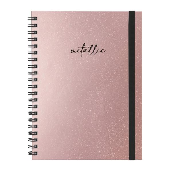 Caderno Universitário Plus 1 Matéria Solid Glitter Metallic Rosê Gold
