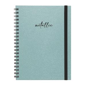 Caderno Universitário Plus 1 Matéria Solid Glitter Metallic Turquesa