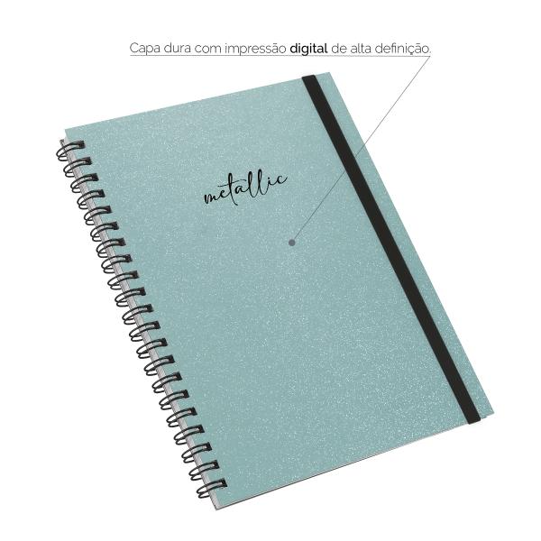 Caderno Universitário Plus 1 Matéria Solid Glitter Metallic Turquesa