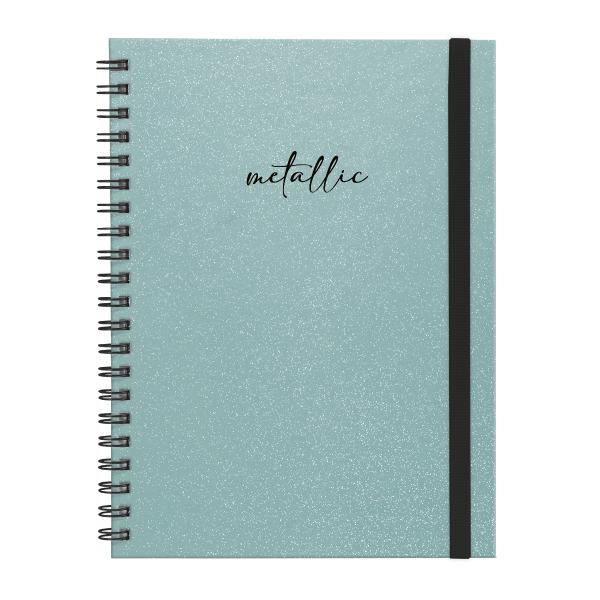 Caderno Universitário Plus 1 Matéria Solid Glitter Metallic Turquesa