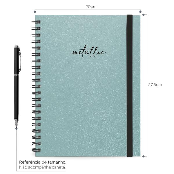 Caderno Universitário Plus 1 Matéria Solid Glitter Metallic Turquesa