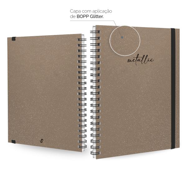 Caderno Universitário Plus 1 Matéria Solid Glitter Metallic Bronze