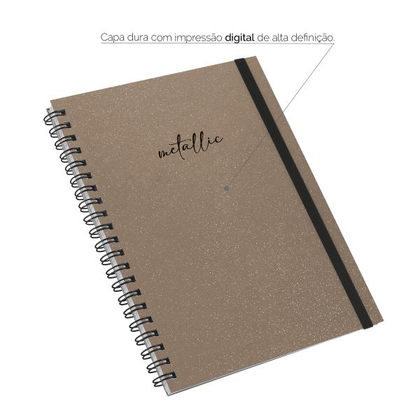 Caderno Universitário Plus 1 Matéria Solid Glitter Metallic Bronze