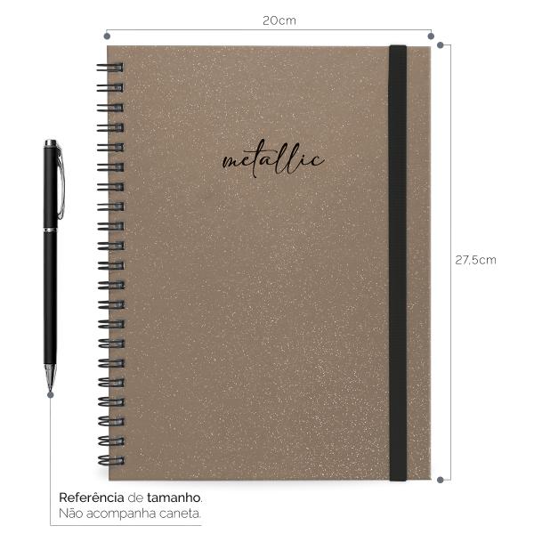 Caderno Universitário Plus 1 Matéria Solid Glitter Metallic Bronze