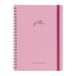 Caderno Universitário Plus Personalizado 1 Matéria Solid Glitter Colors Rosa Claro