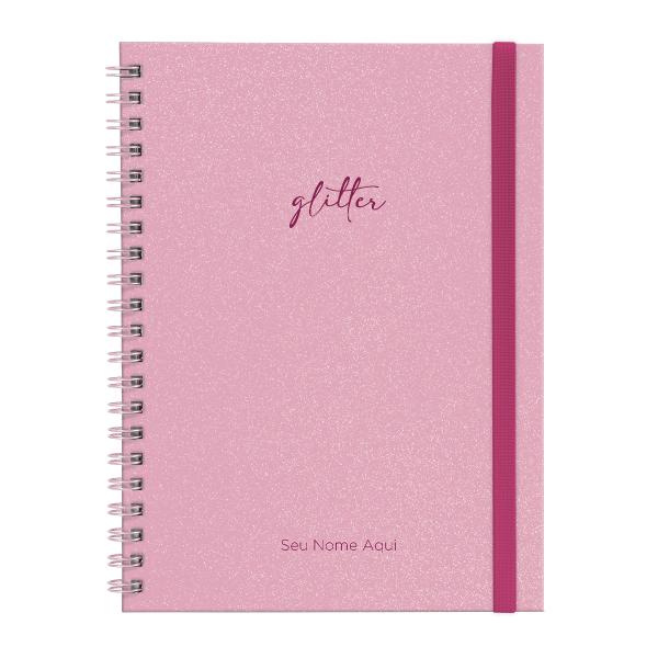 Caderno Universitário Plus Personalizado 1 Matéria Solid Glitter Colors Rosa Claro