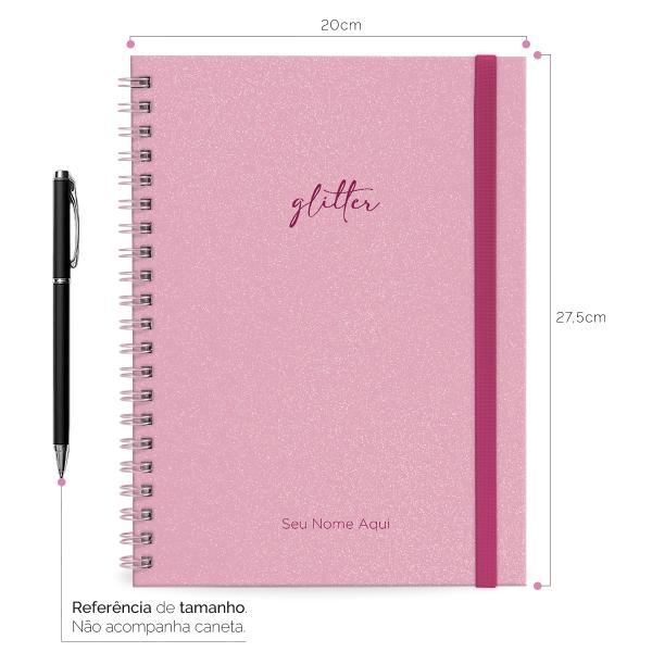 Caderno Universitário Plus Personalizado 1 Matéria Solid Glitter Colors Rosa Claro