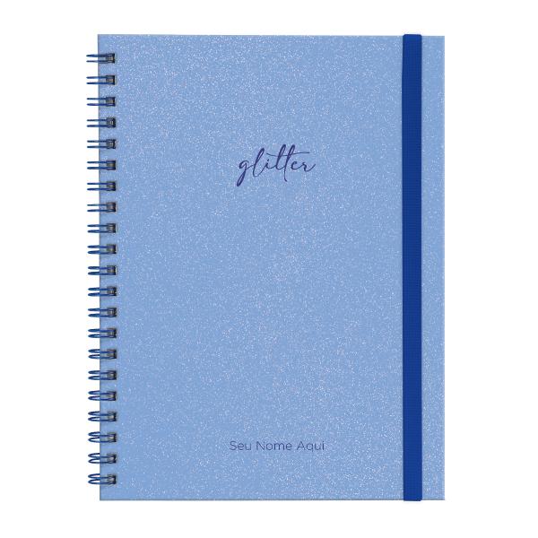 Caderno Universitário Plus Personalizado 1 Matéria Solid Glitter Colors Azul Claro