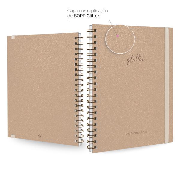 Caderno Universitário Plus Personalizado 1 Matéria Solid Glitter Colors Nude