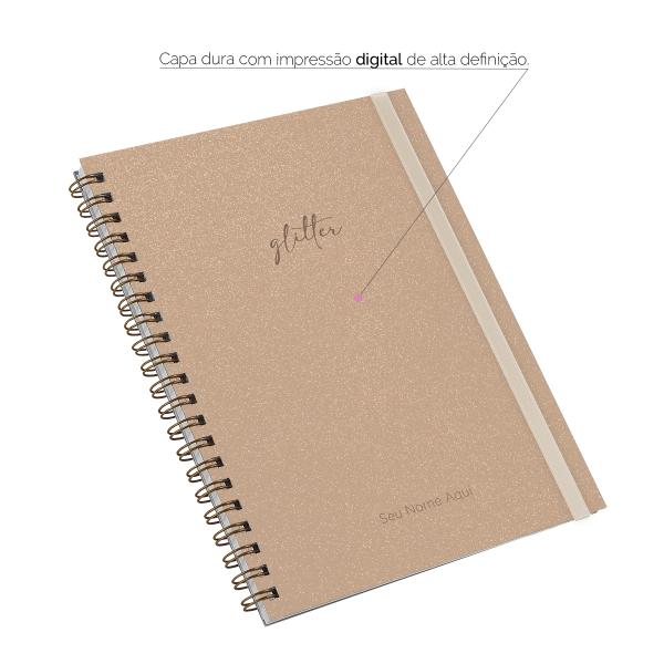 Caderno Universitário Plus Personalizado 1 Matéria Solid Glitter Colors Nude