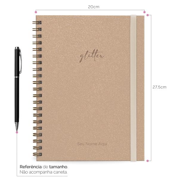 Caderno Universitário Plus Personalizado 1 Matéria Solid Glitter Colors Nude