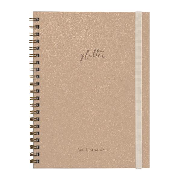 Caderno Universitário Plus Personalizado 1 Matéria Solid Glitter Colors Nude
