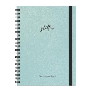 Caderno Universitário Plus Personalizado 1 Matéria Solid Glitter Colors Turquesa