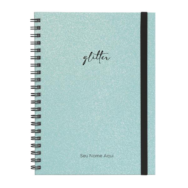 Caderno Universitário Plus Personalizado 1 Matéria Solid Glitter Colors Turquesa