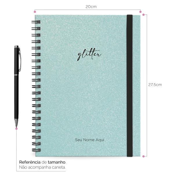 Caderno Universitário Plus Personalizado 1 Matéria Solid Glitter Colors Turquesa