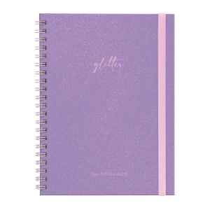 Caderno Universitário Plus Personalizado 1 Matéria Solid Glitter Colors Lilás