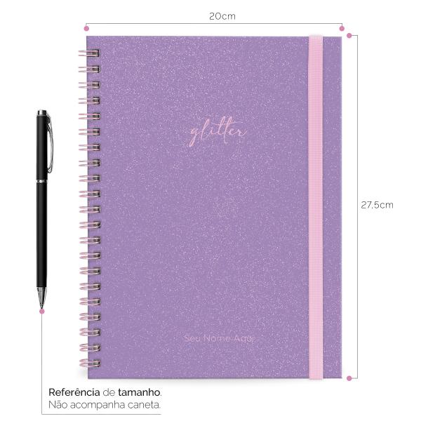 Caderno Universitário Plus Personalizado 1 Matéria Solid Glitter Colors Lilás