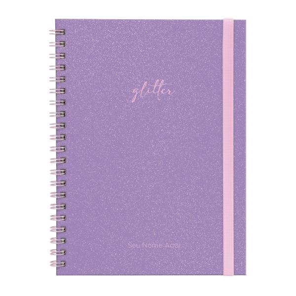 Caderno Universitário Plus Personalizado 1 Matéria Solid Glitter Colors Lilás