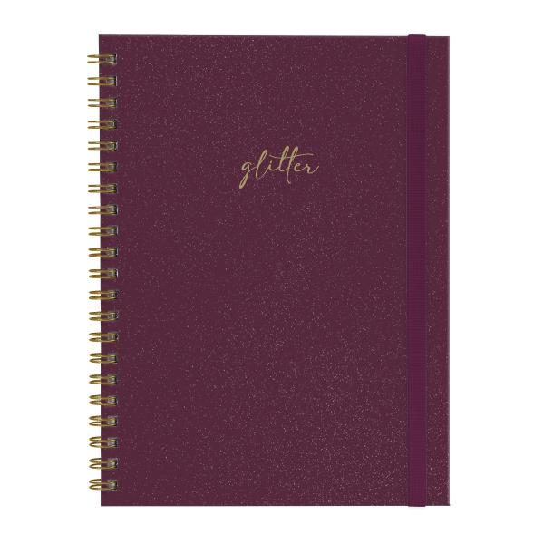 Caderno Universitário Plus 1 Matéria Solid Glitter Colors Marsala