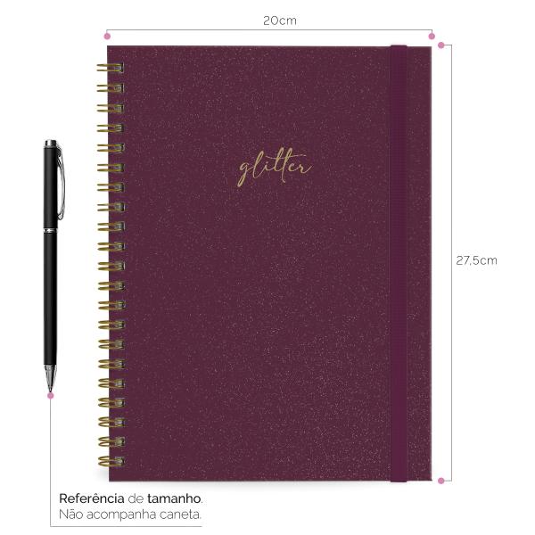 Caderno Universitário Plus 1 Matéria Solid Glitter Colors Marsala