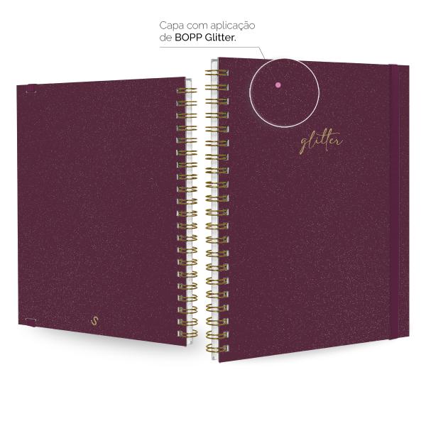 Caderno Universitário Plus 1 Matéria Solid Glitter Colors Marsala