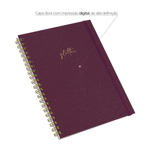Caderno Universitário Plus 1 Matéria Solid Glitter Colors Marsala