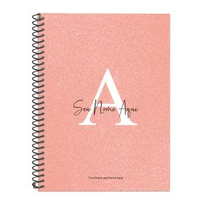 Caderno Universitário Personalizado 1 Matéria Moderna Letra Glitter Cores Pessêgo